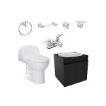 Combo Montecarlo Advance Cascade: Sanitario con taza redonda, mueble elevado con lavamanos, grifería y accesorios